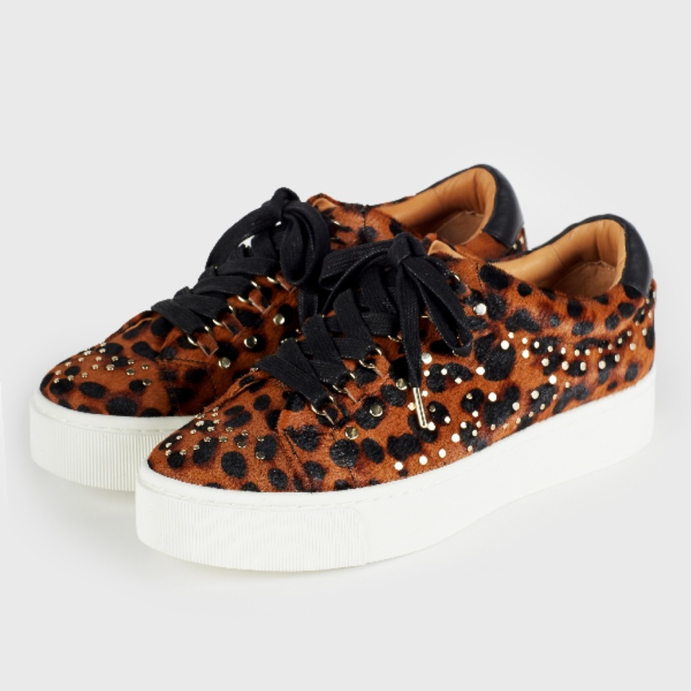 JOIE Handan Leopard Hair Leather Platform Sneakers - Picture 5 of 7